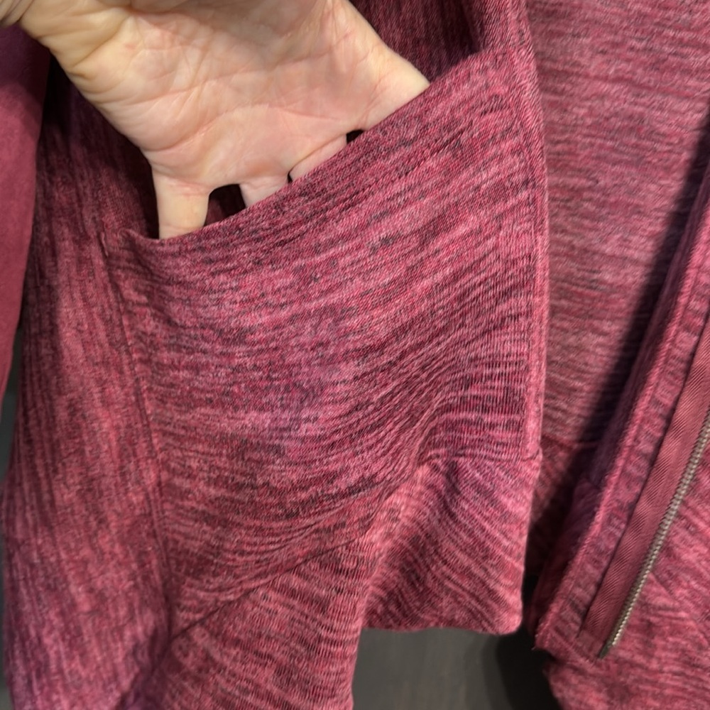 LOGO Lori Goldstein heathered red zip up cardigan with pockets Size L‎ - Picture 3 of 8